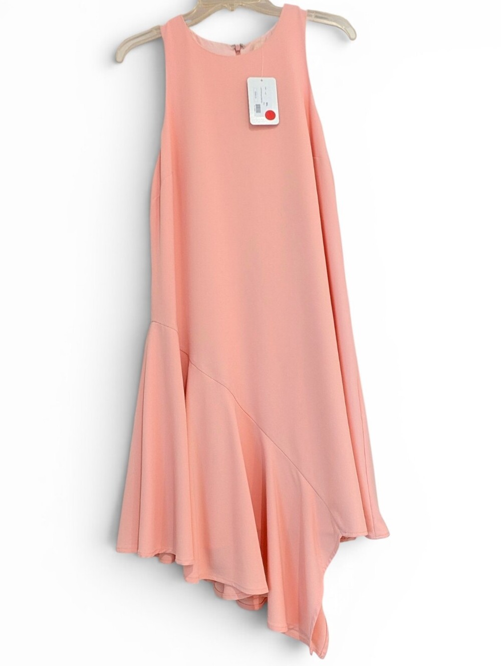 Hutch Asymmetrical Peach Chiffon Midi Dress Size M/L NWT